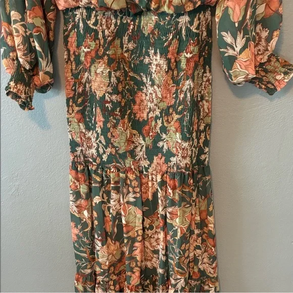 Flying Tomato Off The Shoulder Smocked Floral Maxi Dress Medium NWOT - Picture 6 of 11